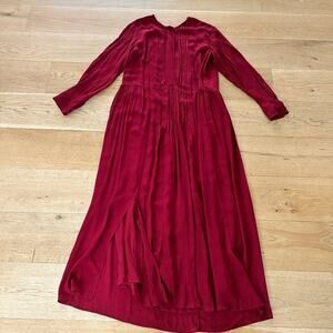 Isabel Marant Etoile Riound Neck Long Sleeve Maxi Dress in Deep Red